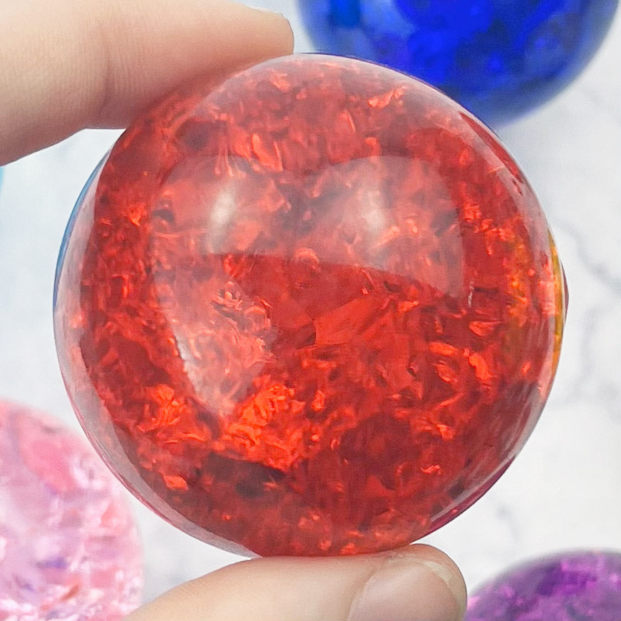Red Crackle Glass Sphere $20