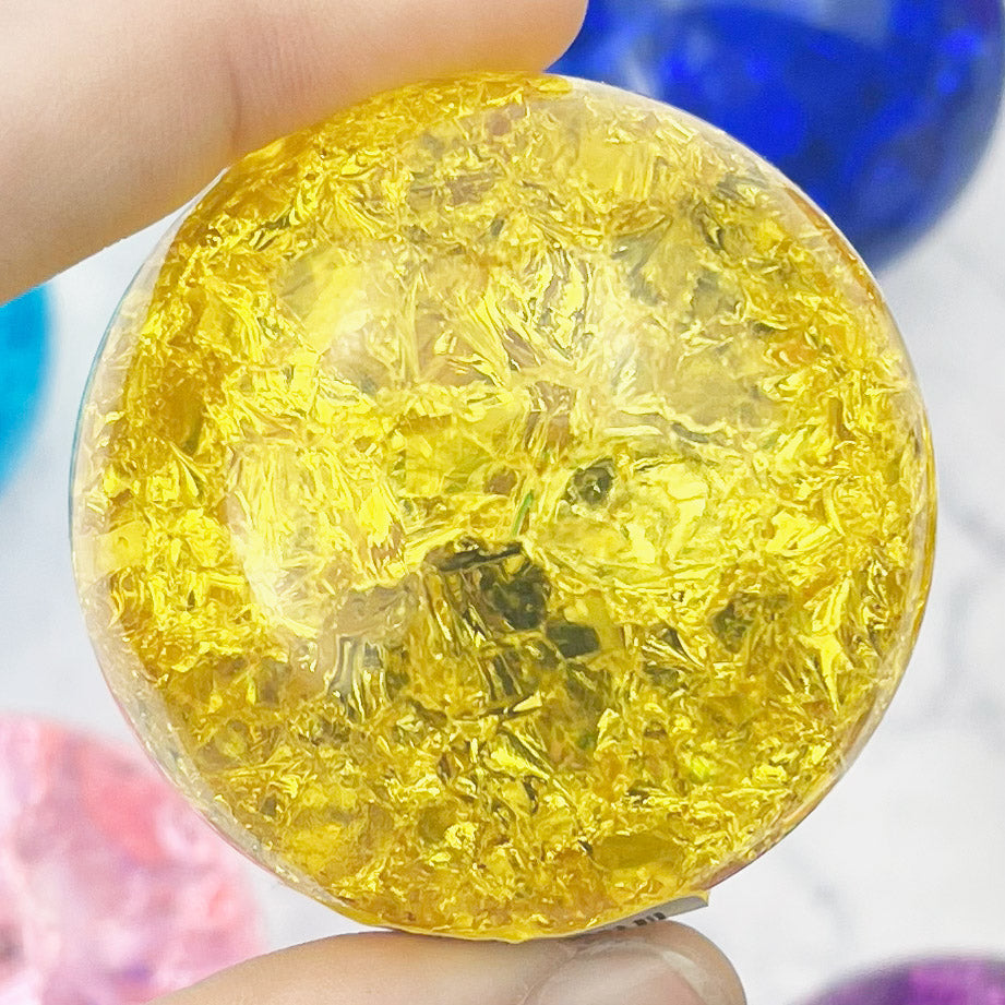 Yellow Crackle Glass Sphere $20
