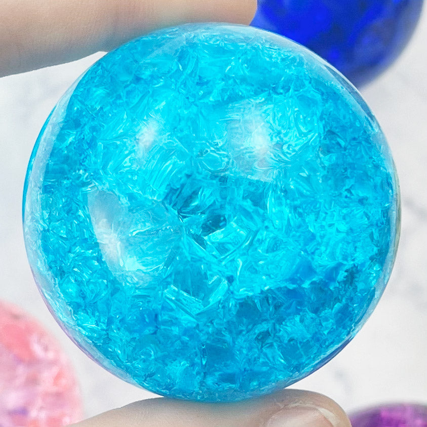 Teal Crackle Glass Sphere $20