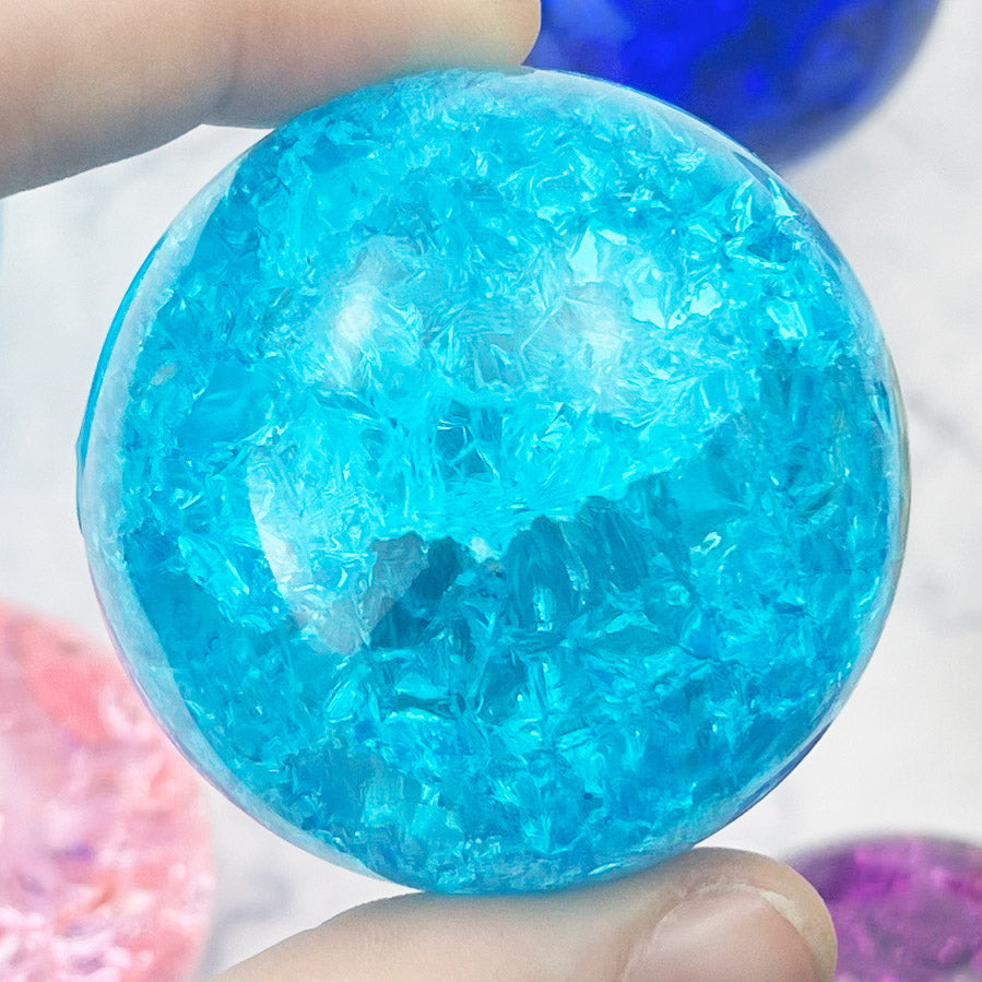 Teal Crackle Glass Sphere $20