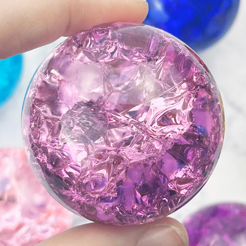 Purple Crackle Glass Sphere $20