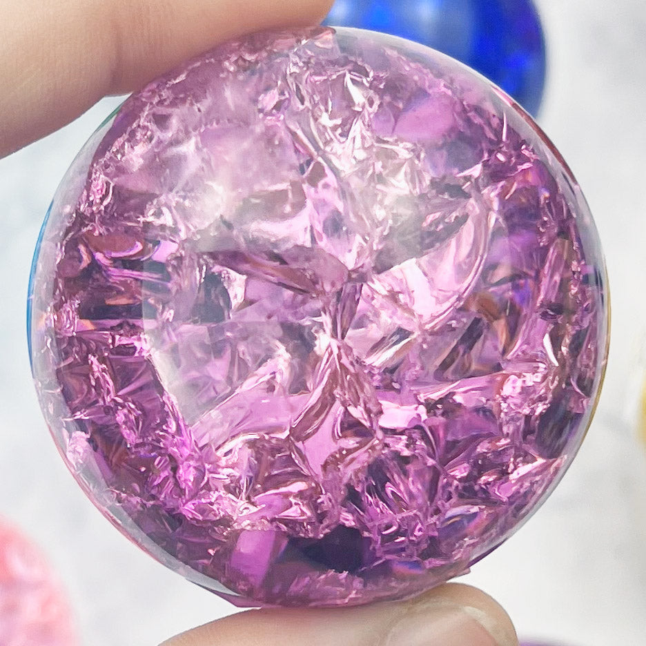 Purple Crackle Glass Sphere $20