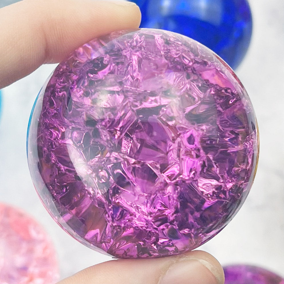 Purple Crackle Glass Sphere $20