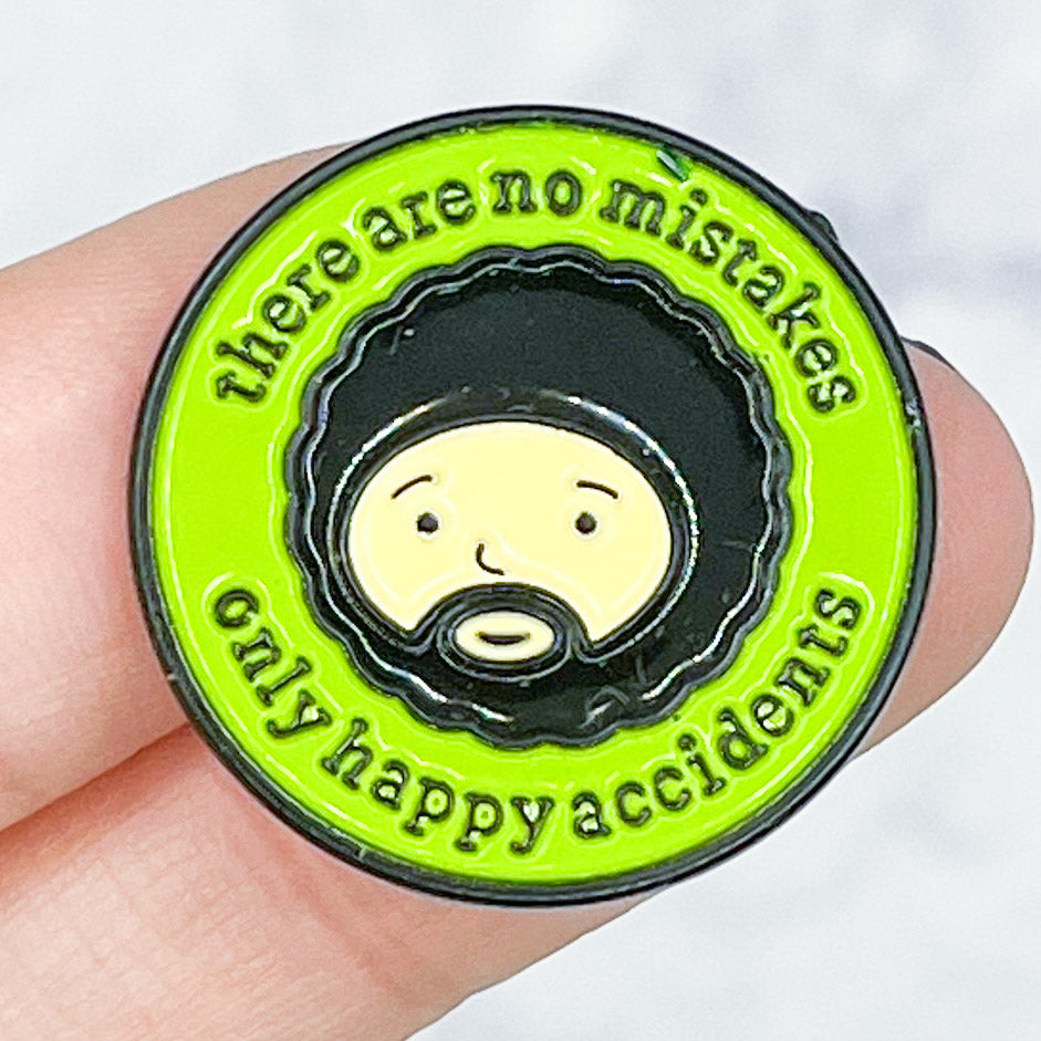 Bob Ross "Happy Accidents" Enamel Pin