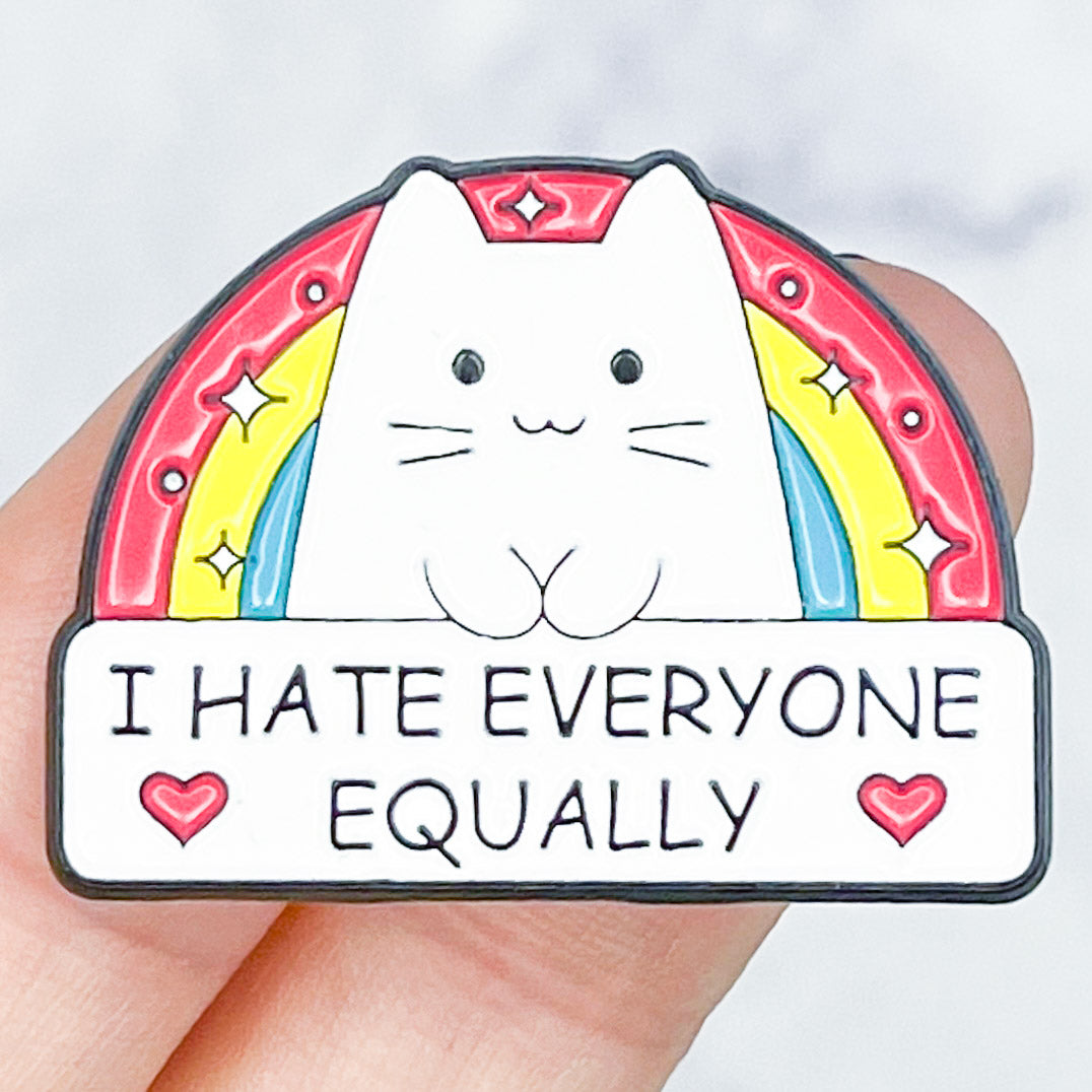 "I Hate Everyone Equally" Cat Enamel Pin