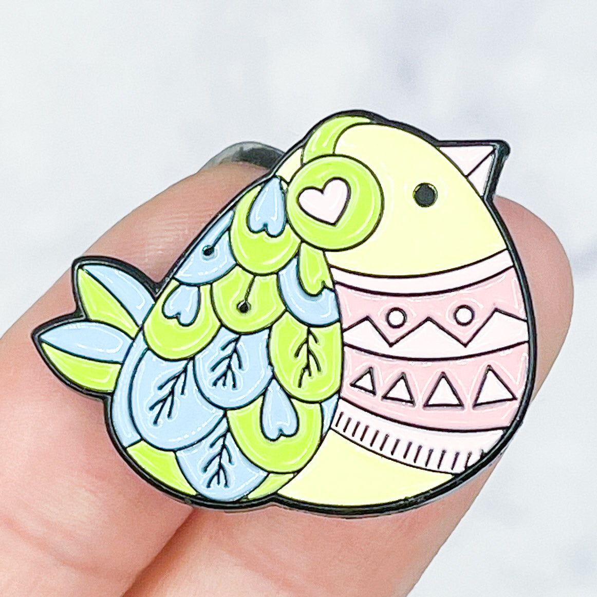 Bird with Ear Muffs Enamel Pin