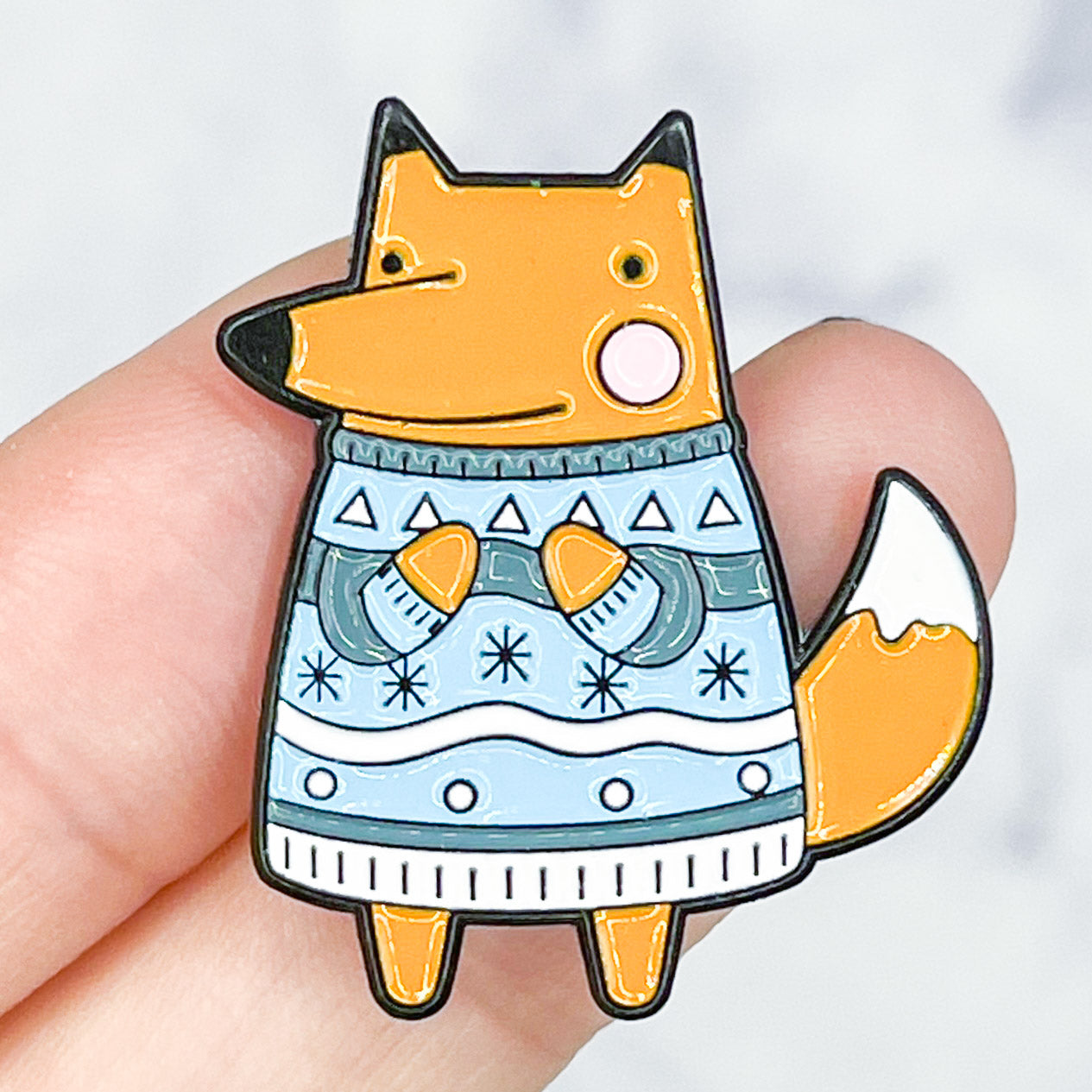 Fox with Sweater Enamel Pin