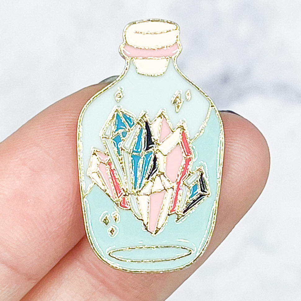 Jar of Crystals Enamel Pin