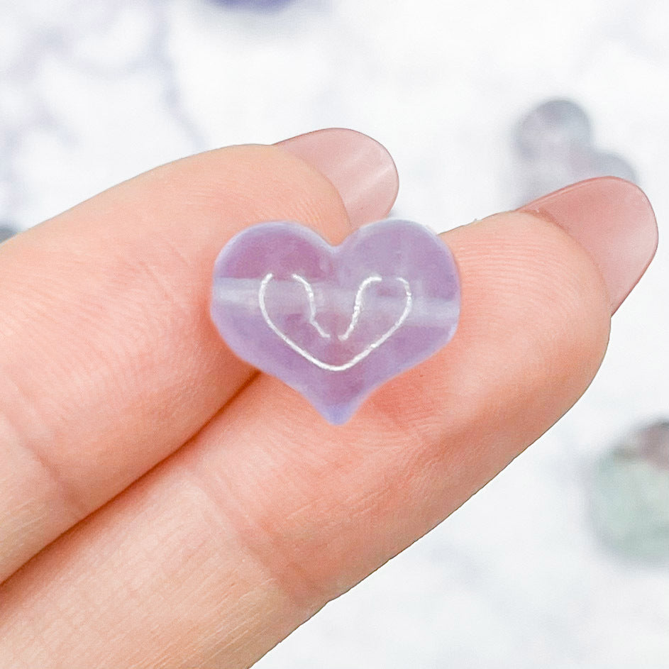 10mm Light Purple Fluorite Plump Heart Focal Bead Y6