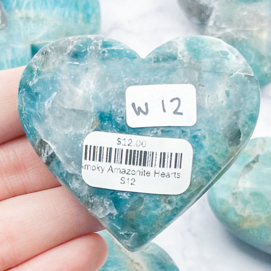 Dark Smoky Amazonite Hearts $12