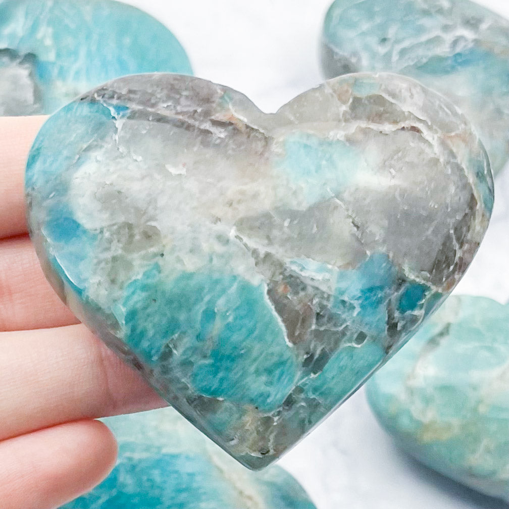 Dark Smoky Amazonite Hearts $14