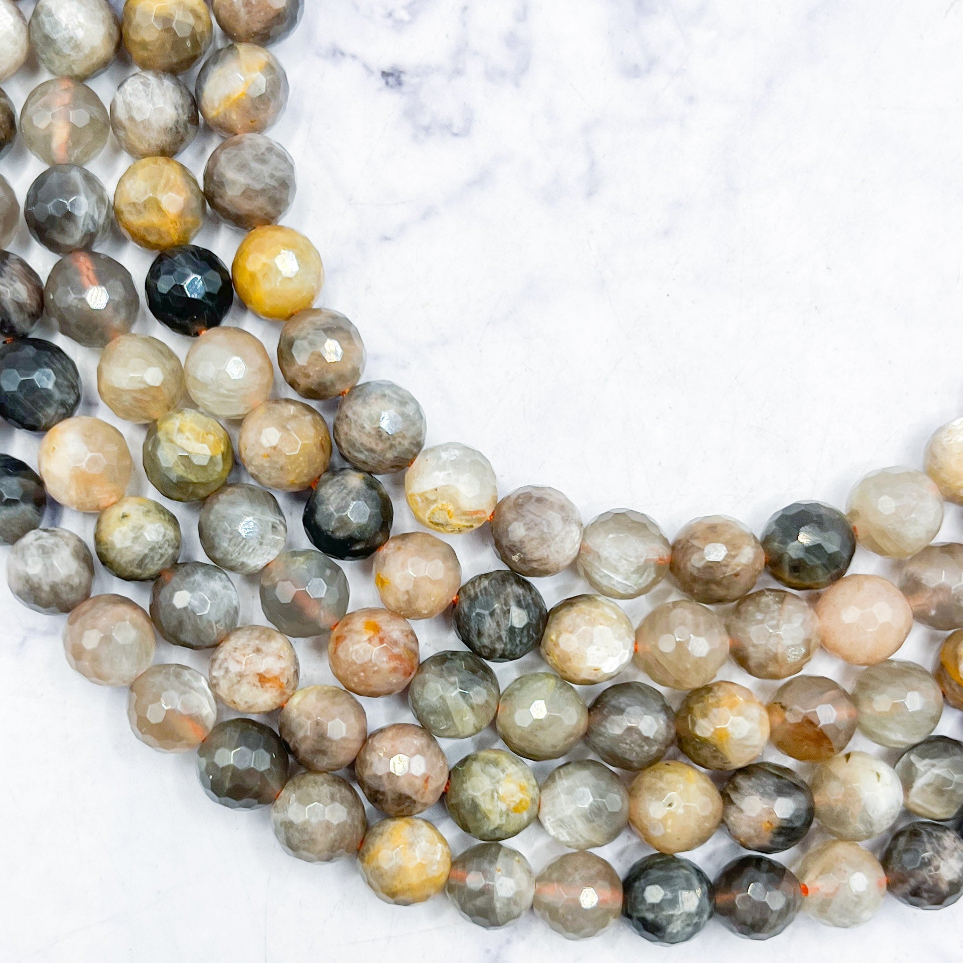 8mm Faceted Multi Moonstone Bead Half Strand N20