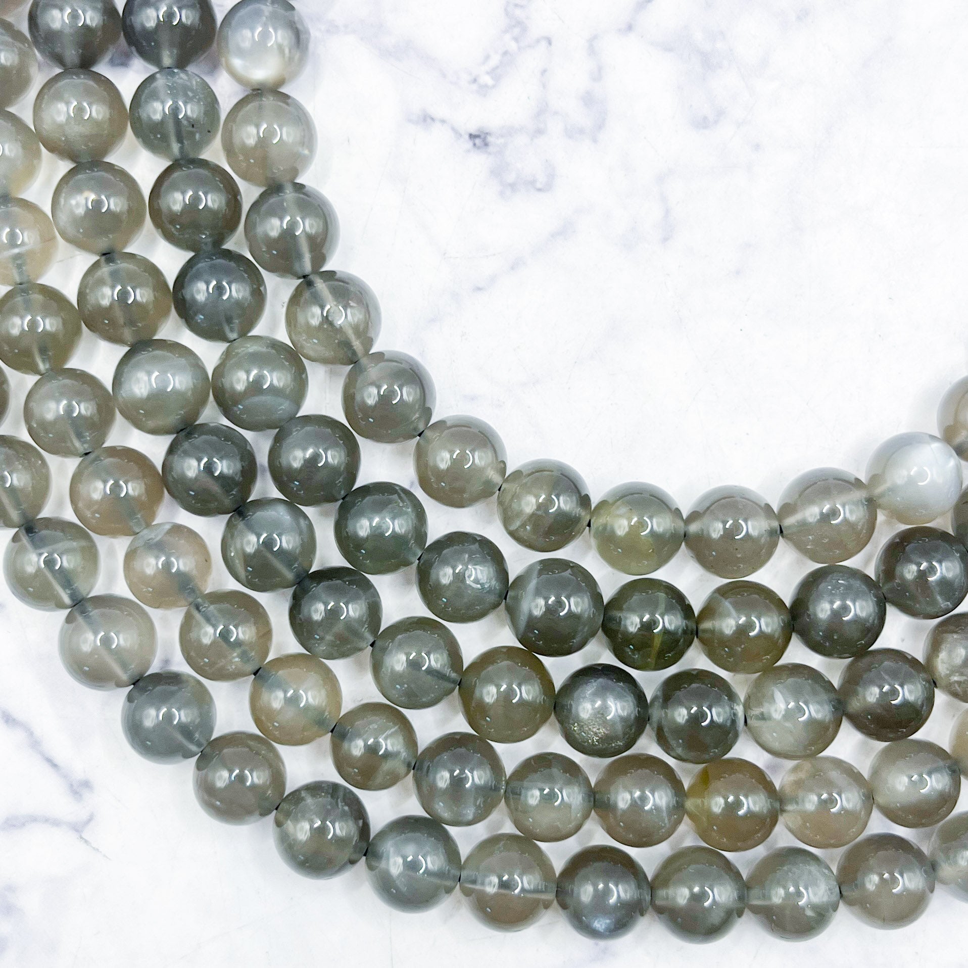8mm Black Moonstone Bead Half Strand P18