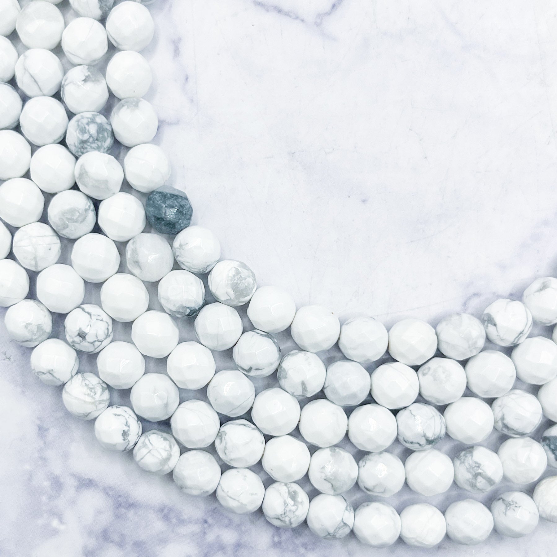 6mm Faceted Howlite Bead Strand B9