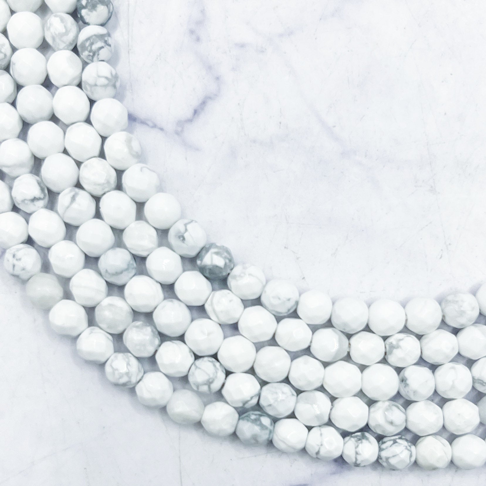 4mm Faceted Howlite Bead Strand A8