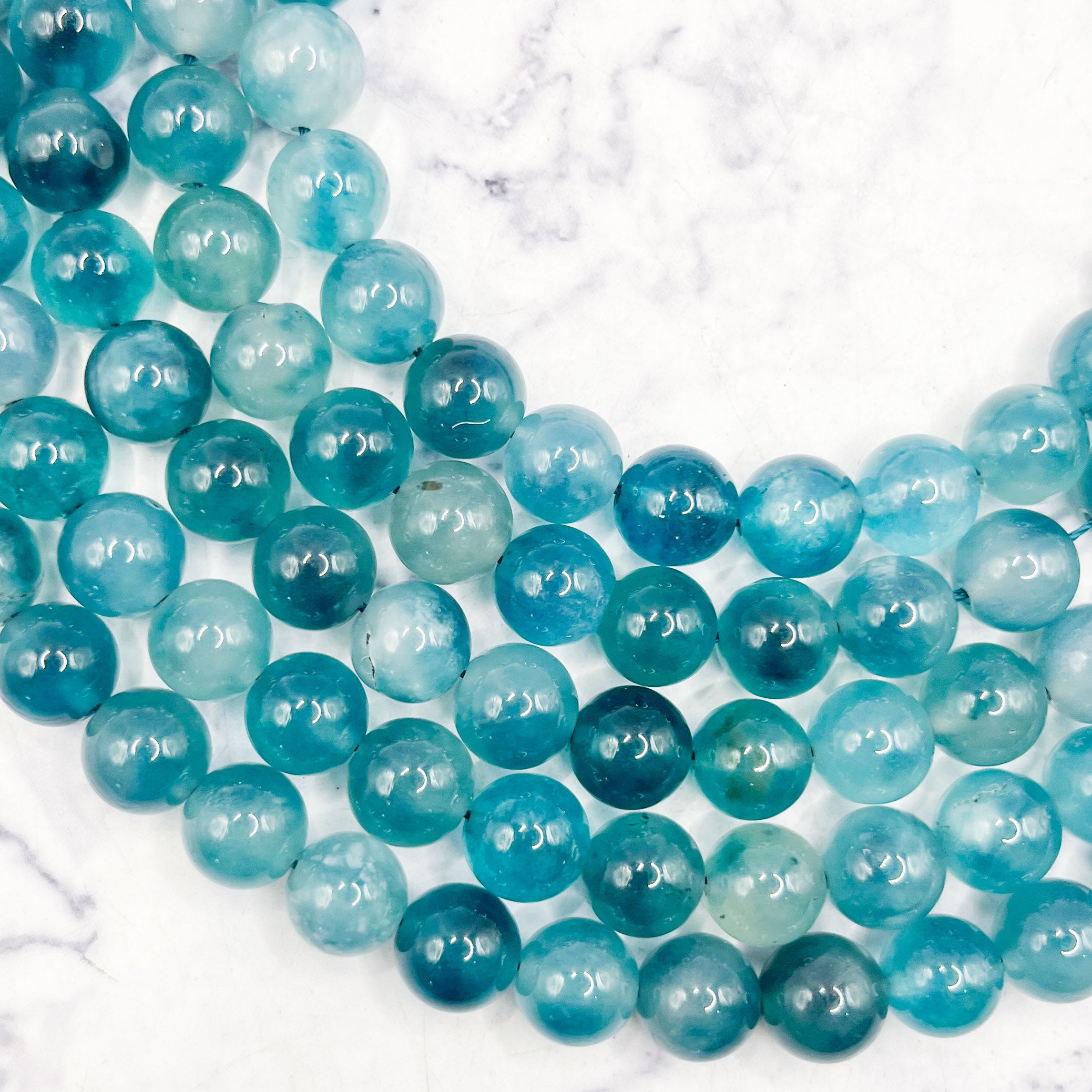 10mm Blue Fluorite Bead Half Strand P17