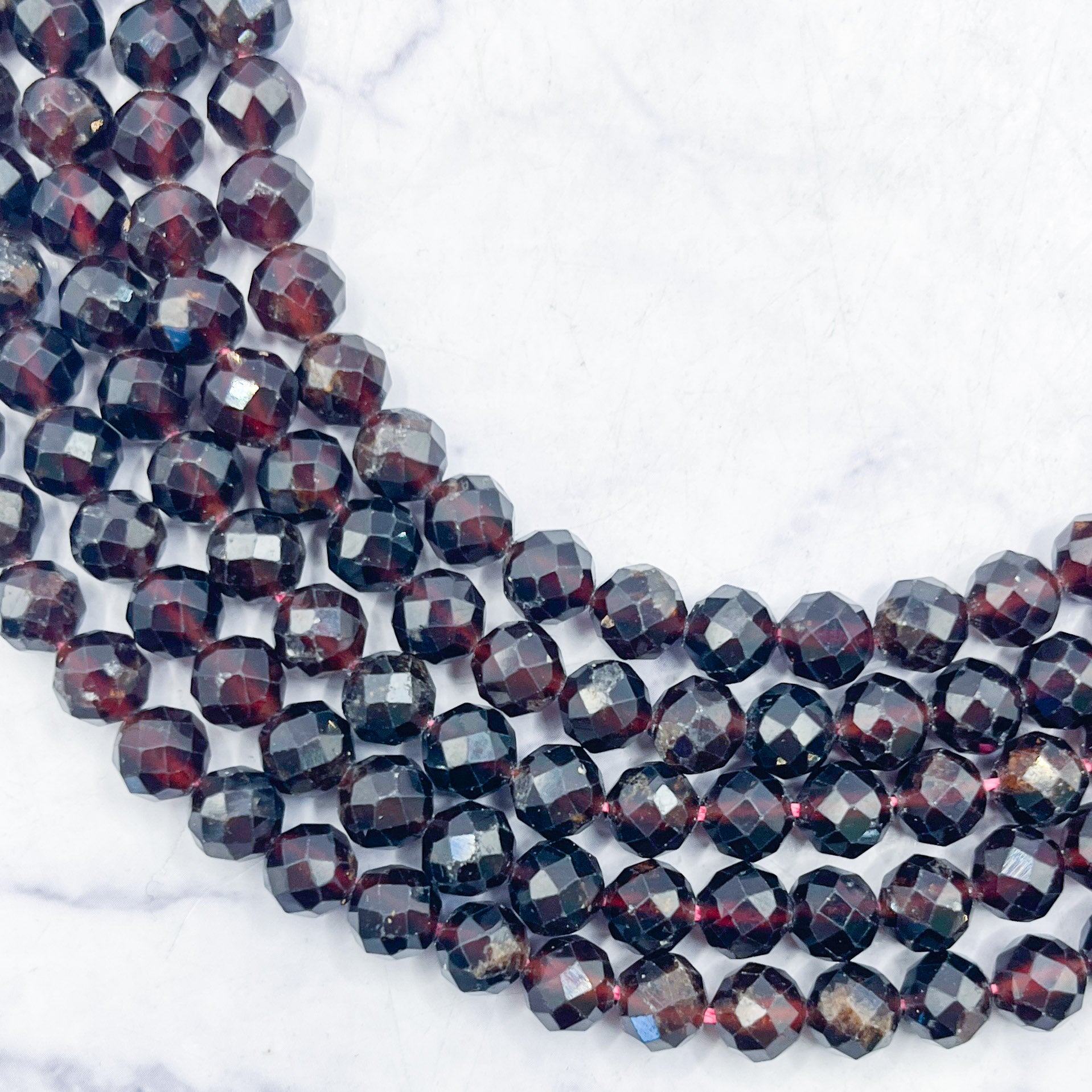 6mm HQ Faceted Garnet Bead Strand C16