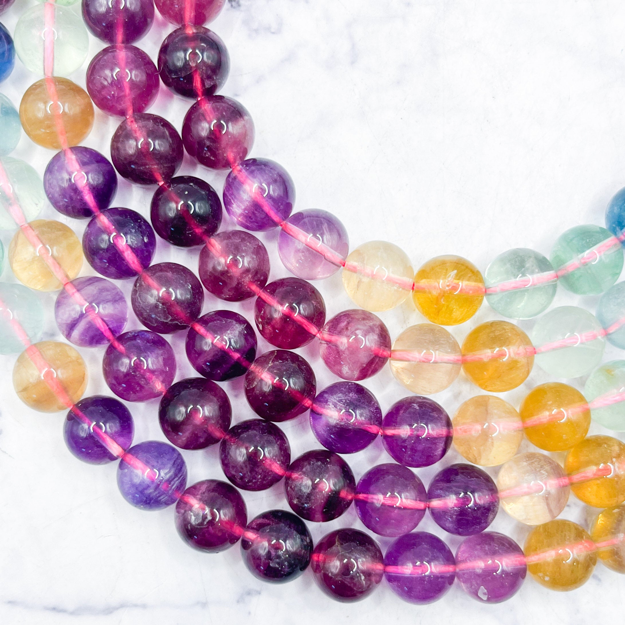 10mm Multi Berry Fluorite Bead Half Strand M44