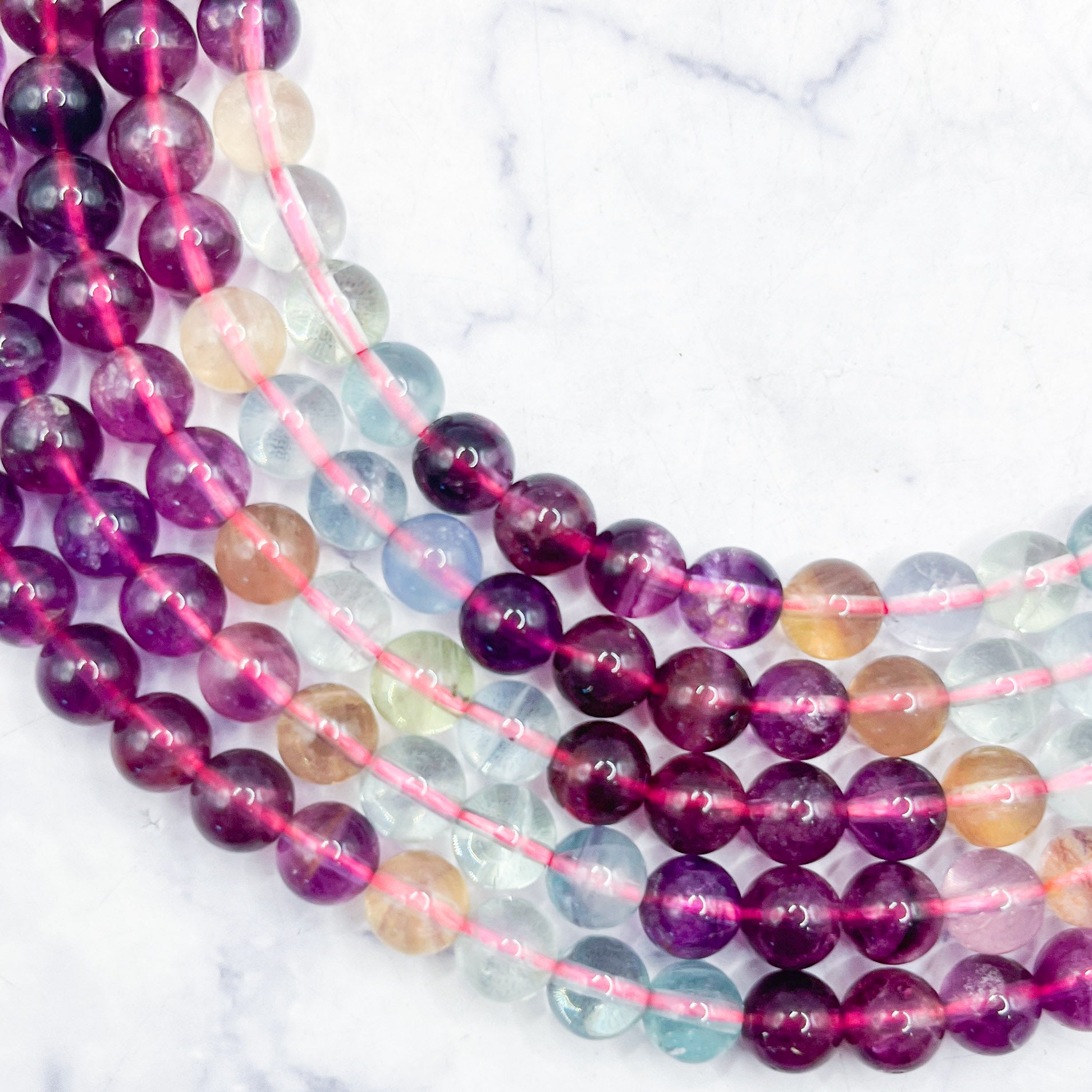6mm Multi Berry Fluorite Bead Strand K28
