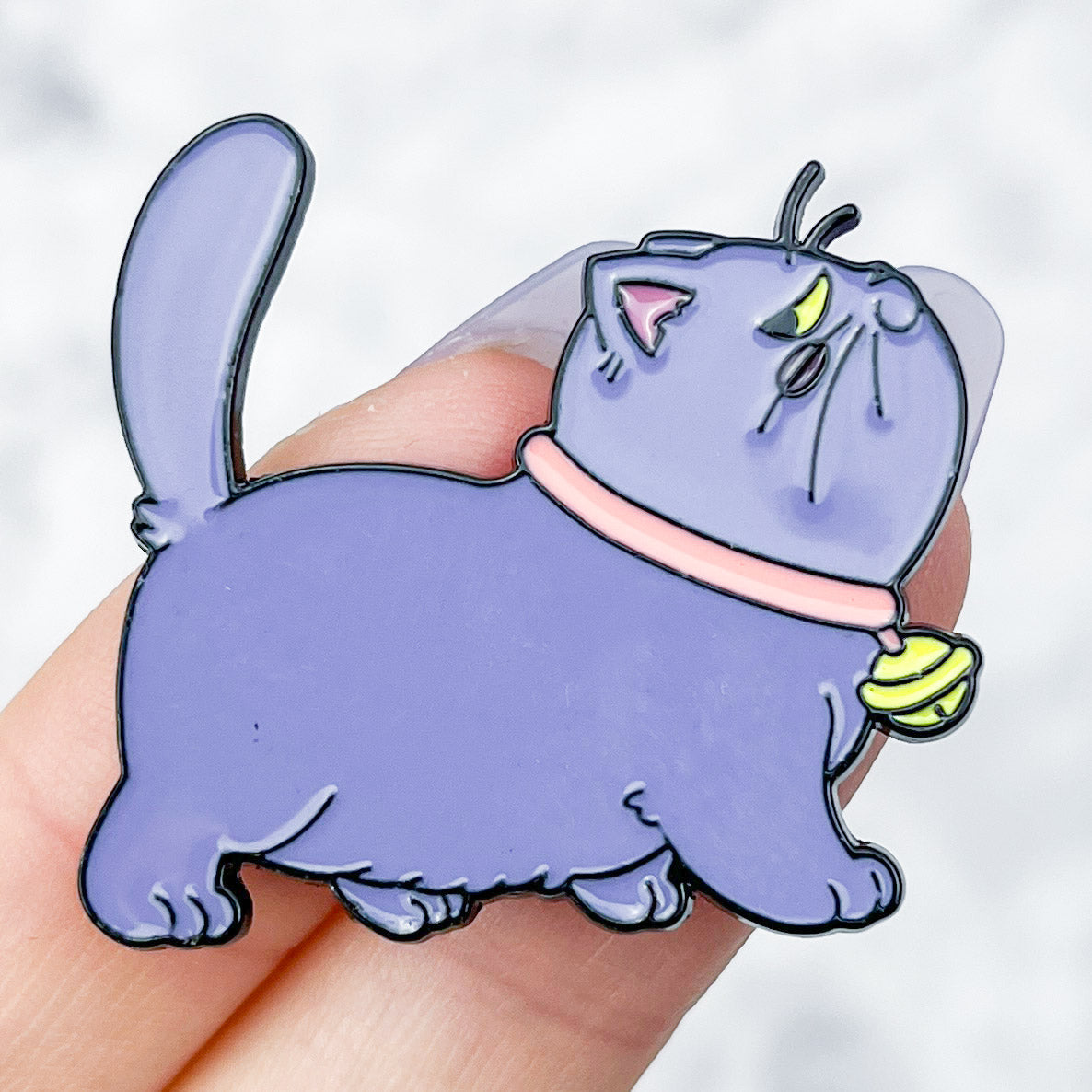 33mm Blue Walking Fat Cat Pin D6