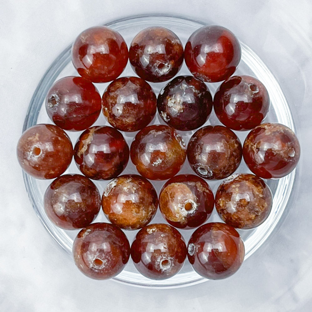 8mm HQ Orange Garnet Bead Half Strand T18