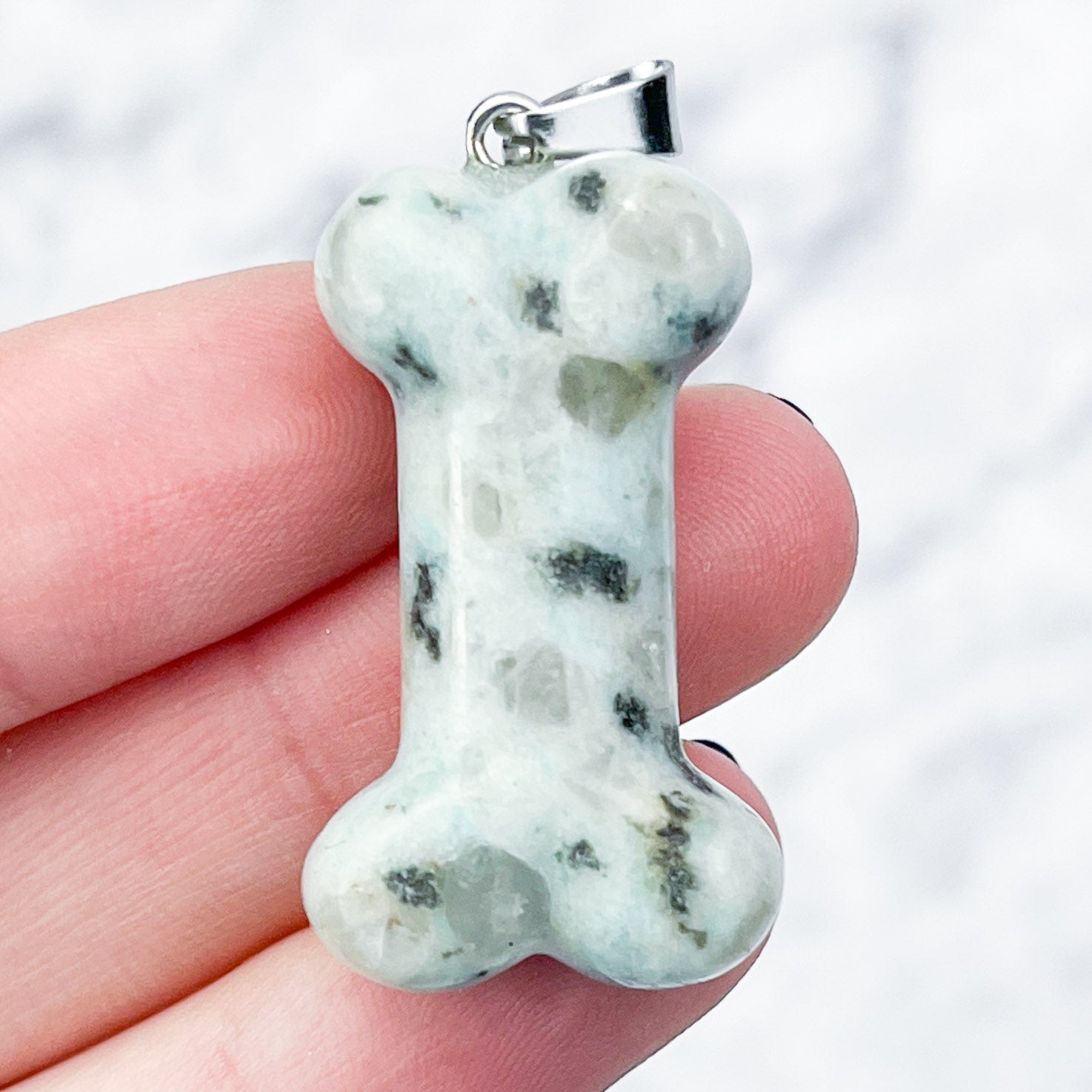 36mm Kiwi Jasper Dog Bone Pendant N8