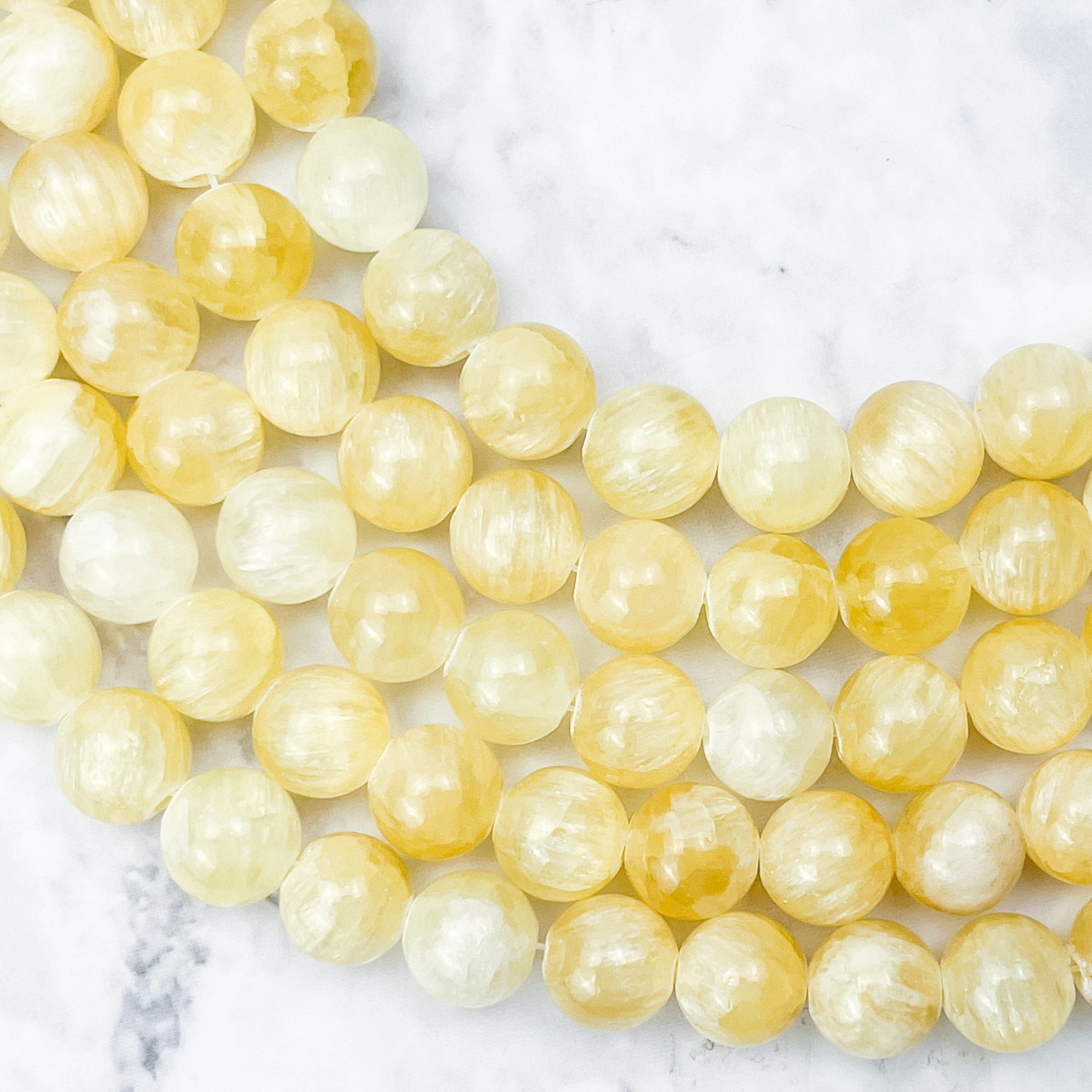 10mm Yellow Selenite Bead Half Strand V27