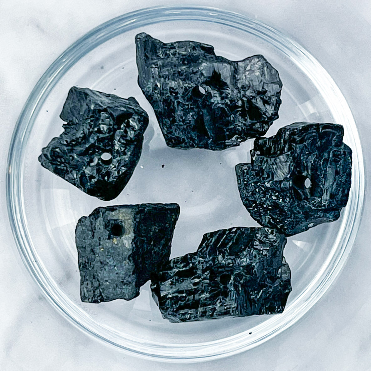 Medium Raw Black Tourmaline Nugget Bead Pack T6 (5 Beads)