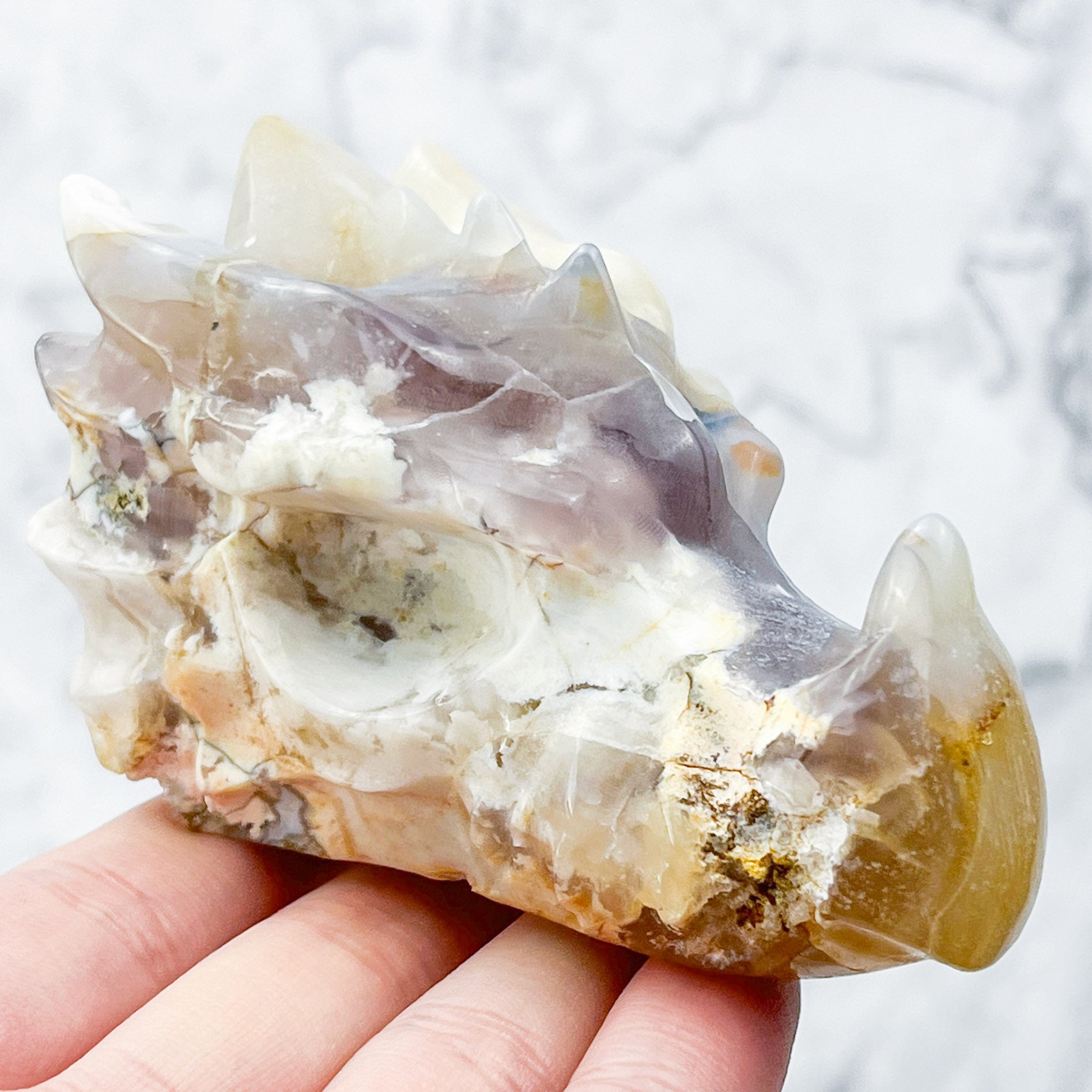 Flower Agate Dragon Skull B70