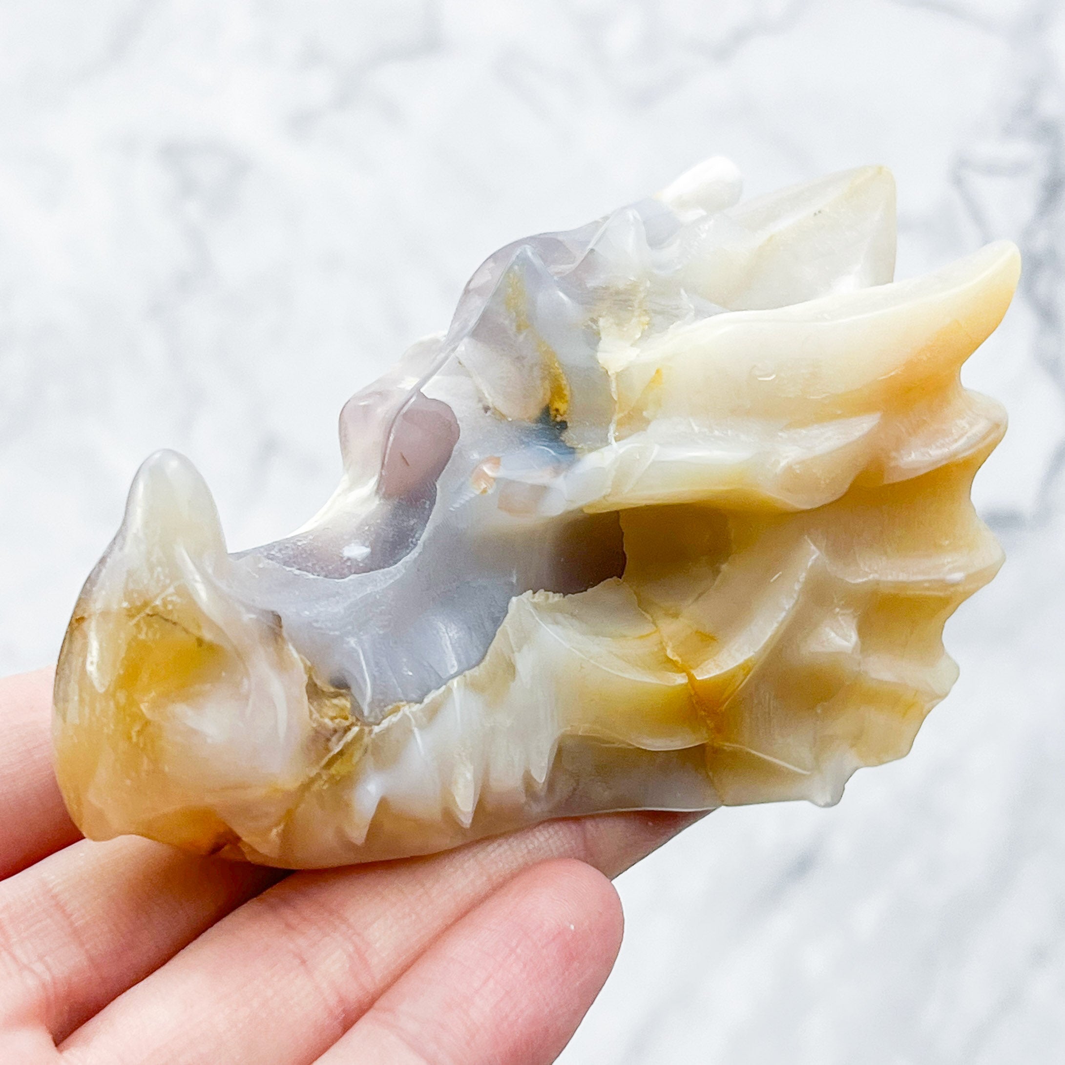 Flower Agate Dragon Skull B70