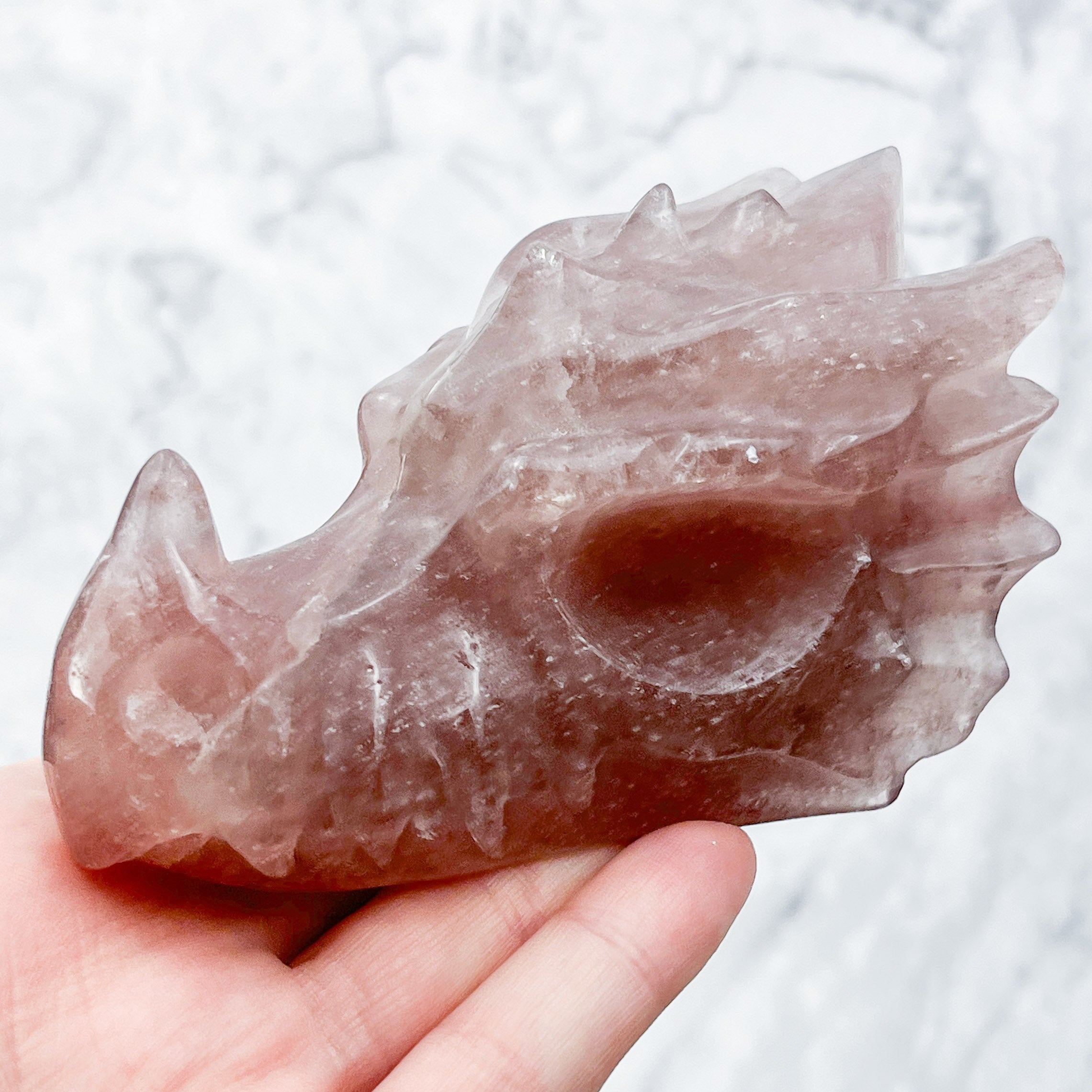 Strawberry Quartz Dragon Skull C120