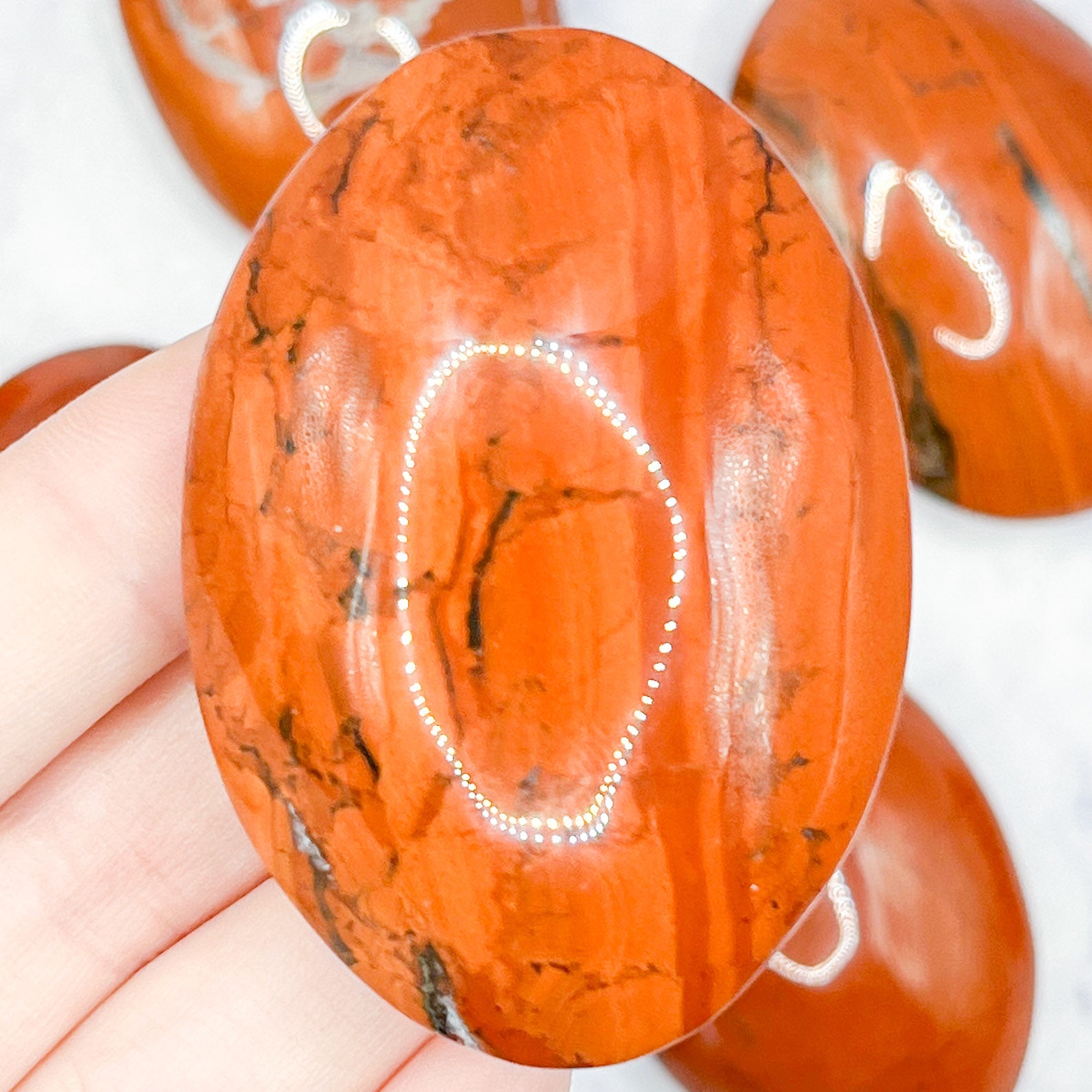 Red Jasper w/Quartz Palm Stone L12