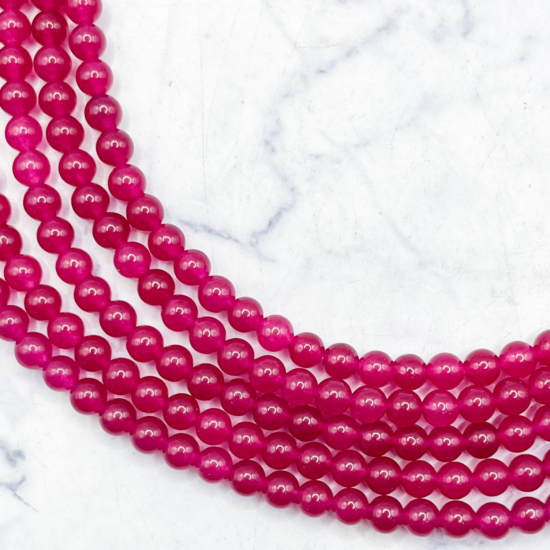 4mm Fuchsia Chalcedony Bead Strand R8