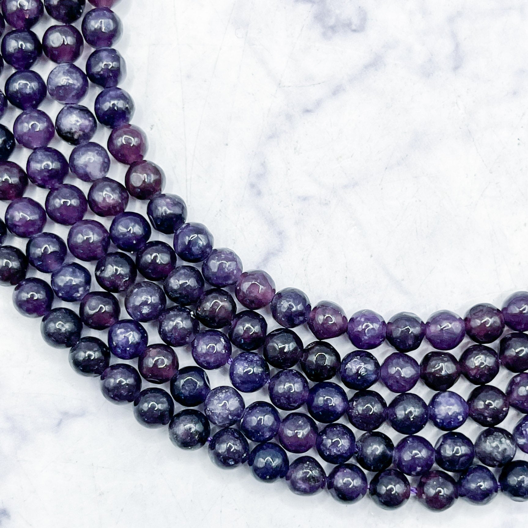 4mm Dark Lepidolite Bead Strand A12