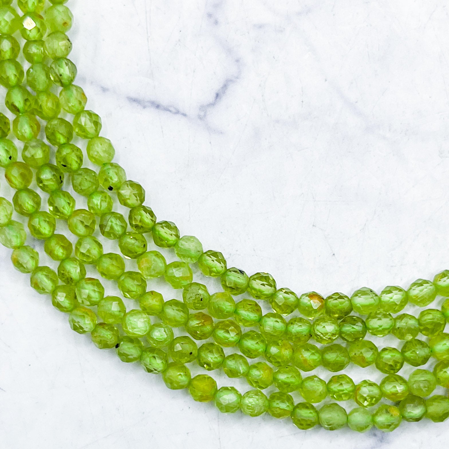 3mm HQ Faceted Peridot Bead Strand K18