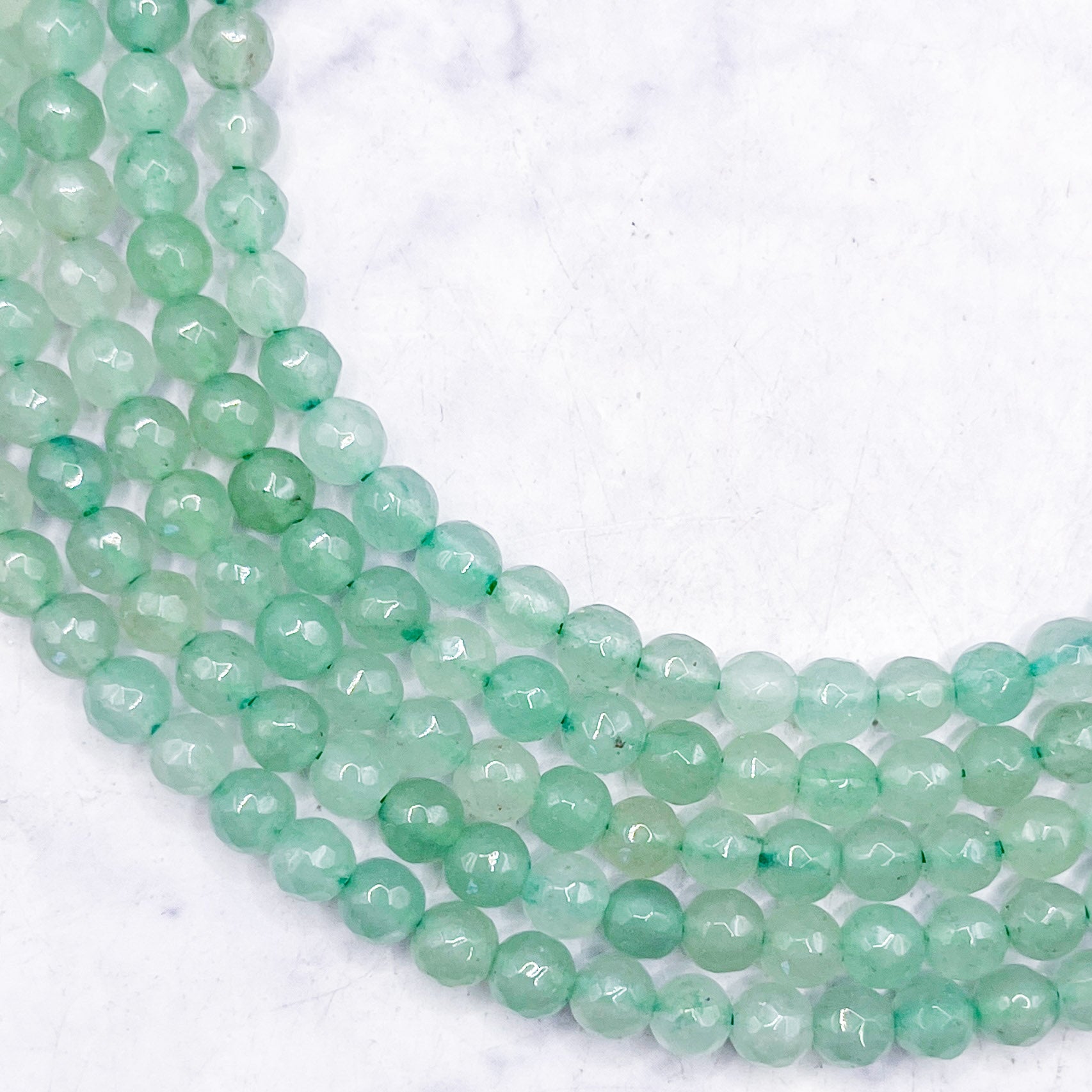 4mm Faceted Green Aventurine Bead Strand C8