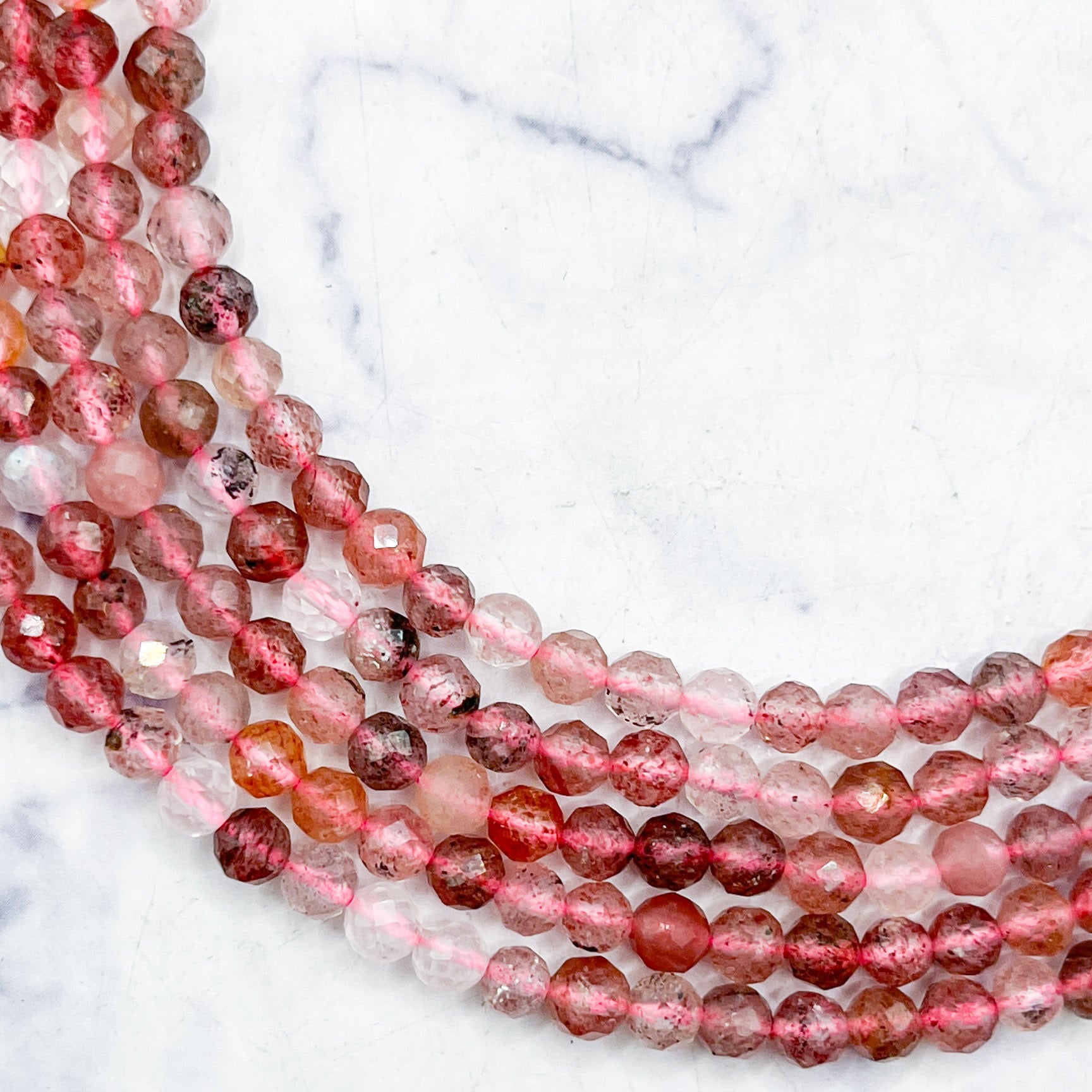4mm HQ Faceted Strawberry Quartz Bead Strand R16