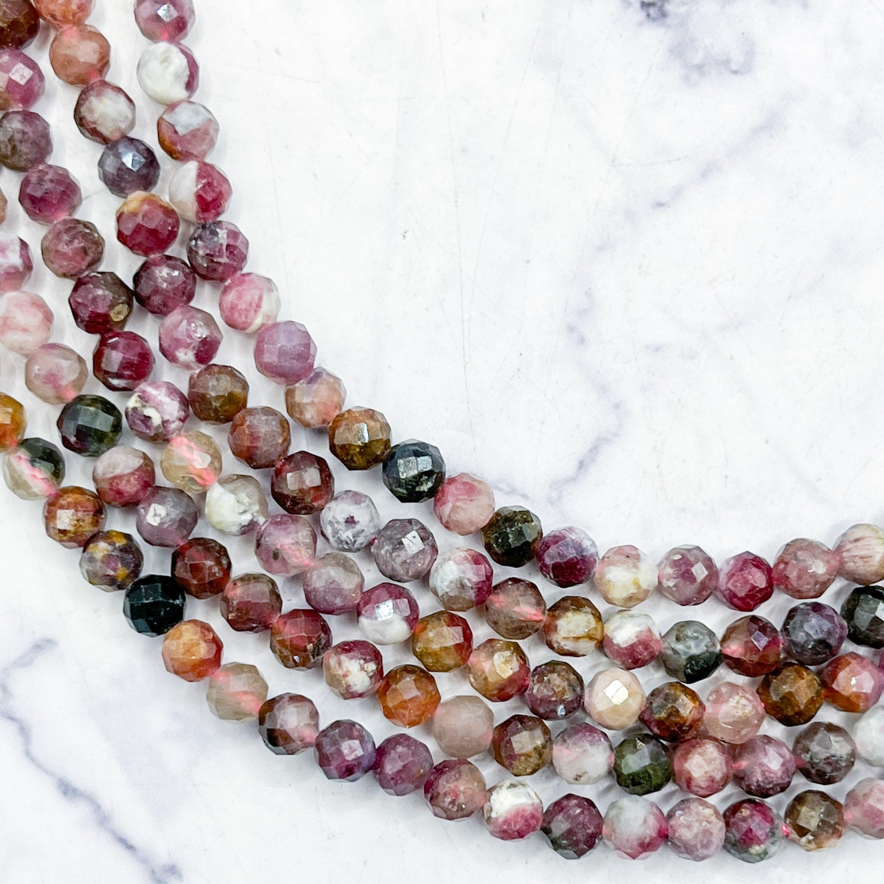 4mm HQ Faceted Pink Tourmaline Bead Strand P20