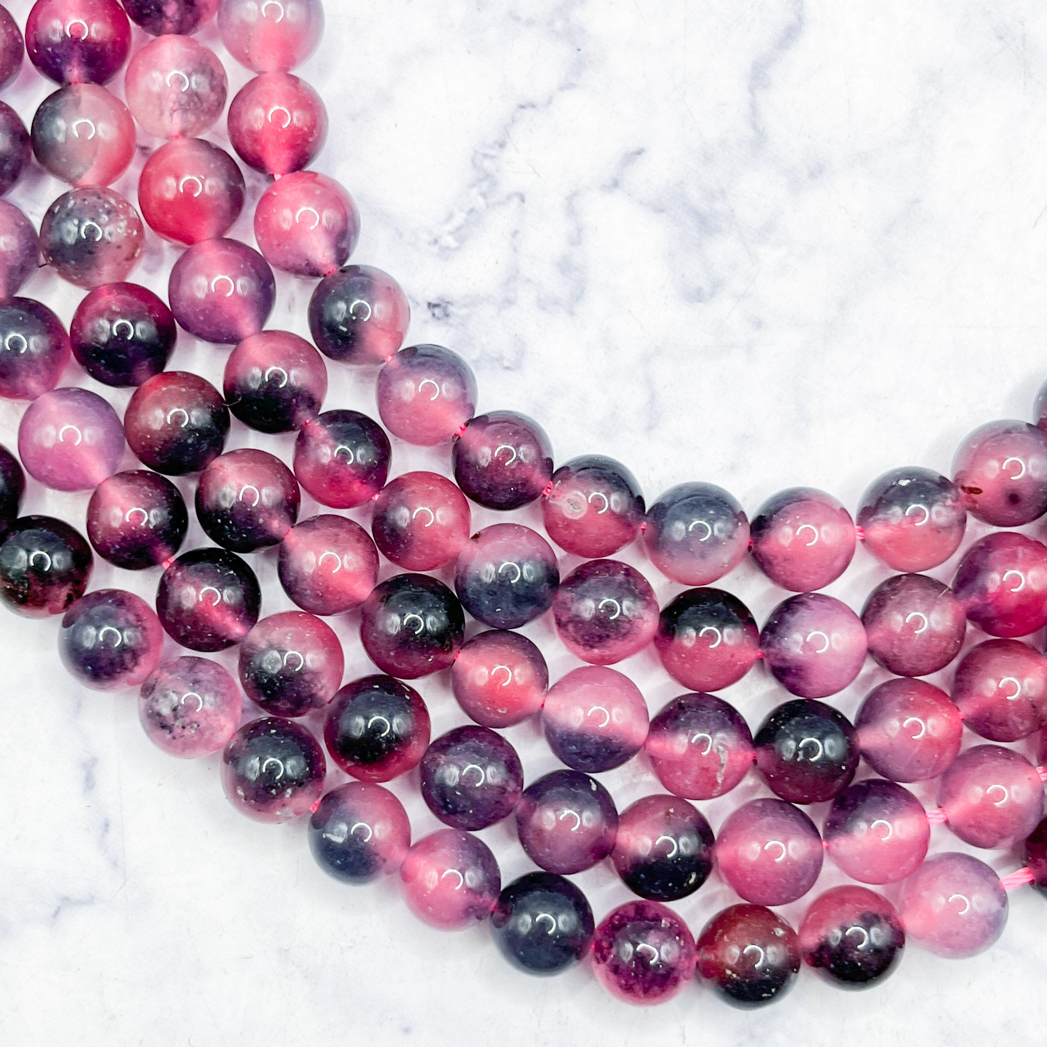 8mm Smoky Fuchsia Chalcedony Bead Strand L10