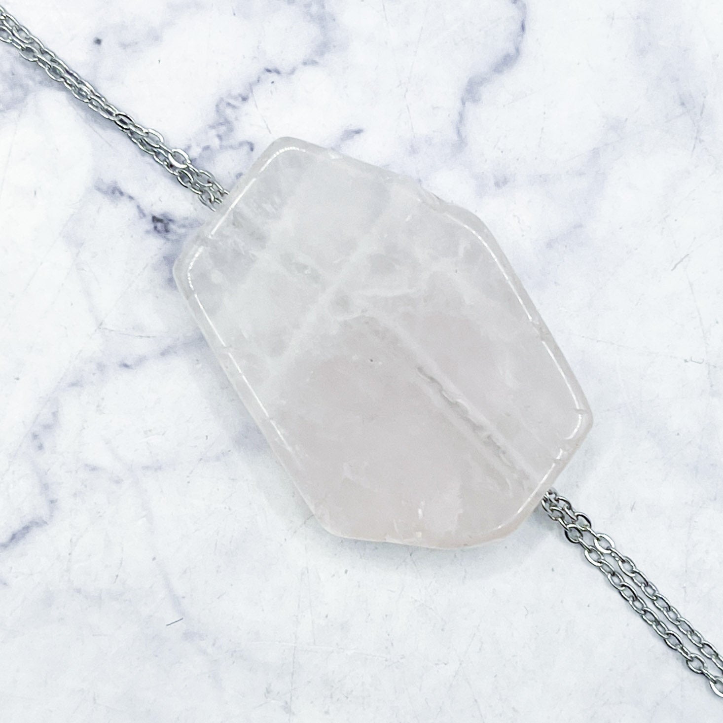 Rose Quartz Flat Slab Focal Bead F55
