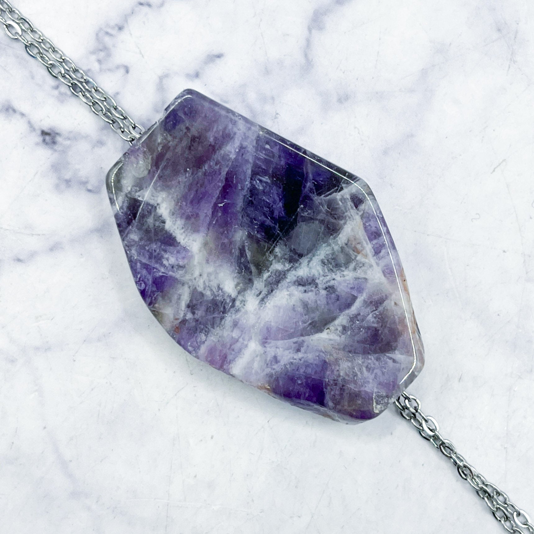 Chevron Amethyst Flat Slab Focal Bead C55