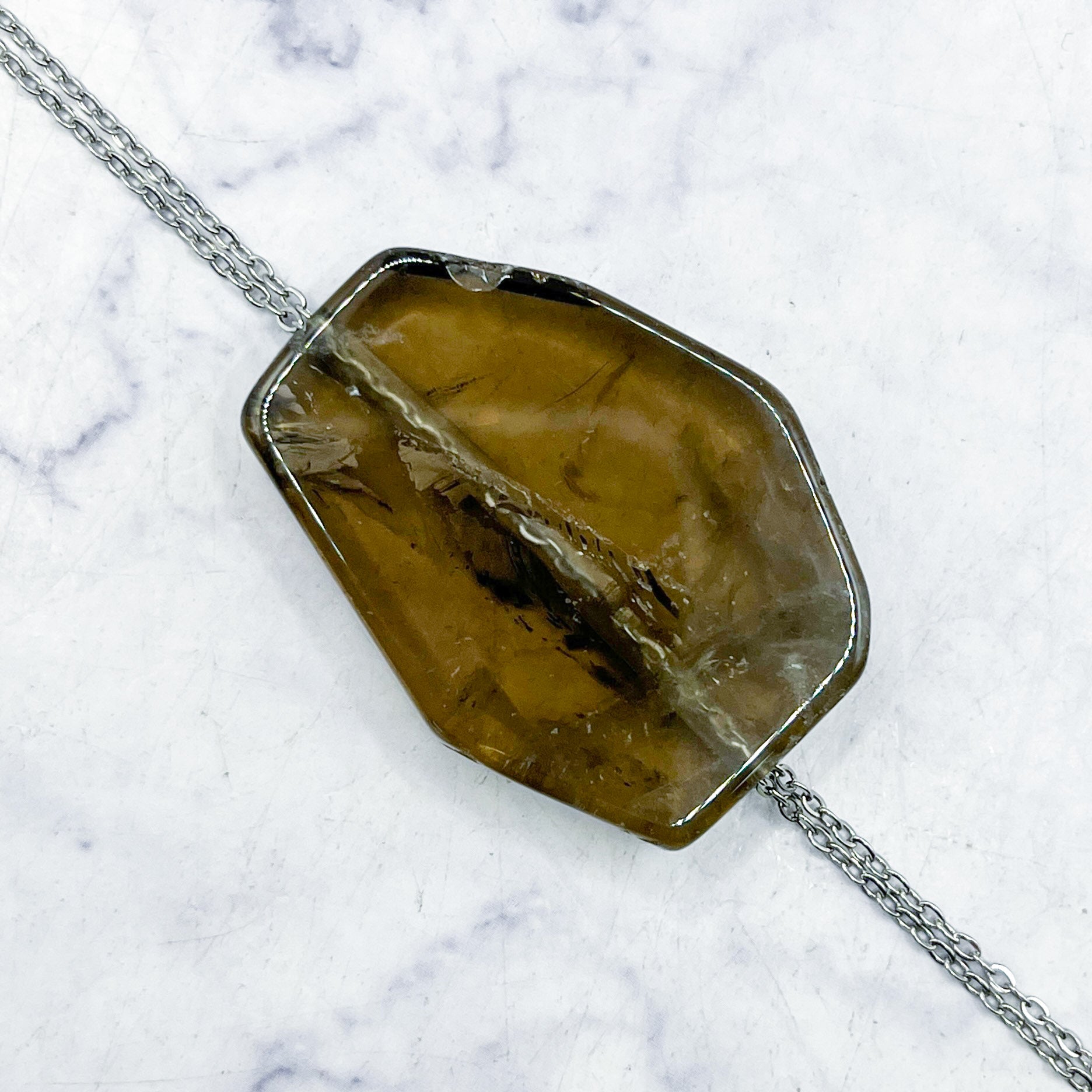 Smoky Quartz Flat Slab Focal Bead B55