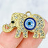 19mm Gold Cubic Zirconia Elephant with Evil Eye Charm A3