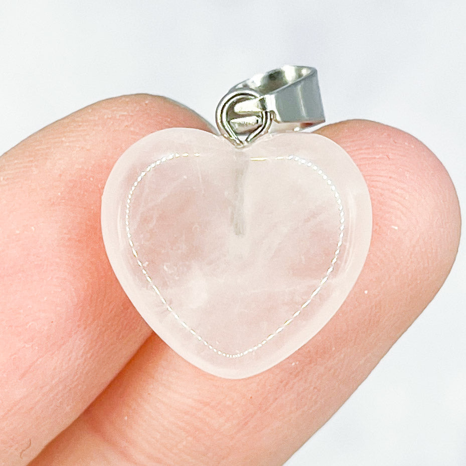 18mm Rose Quartz Puffy Heart Pendant S3
