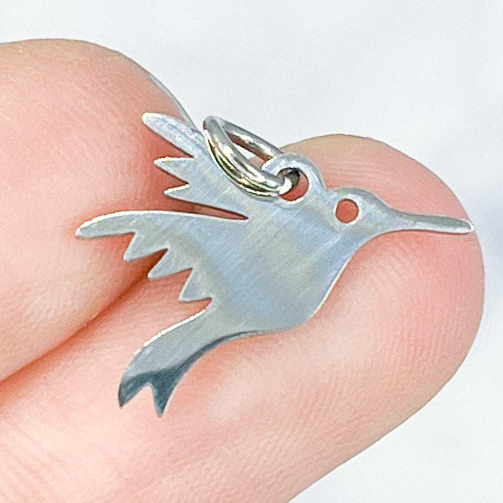 13mm Silver Hummingbird Silhouette Charm N2