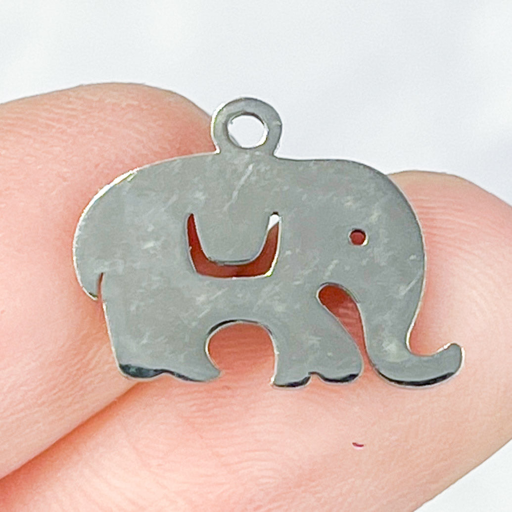 12mm Silver Elephant with Trunk Down Charm S2