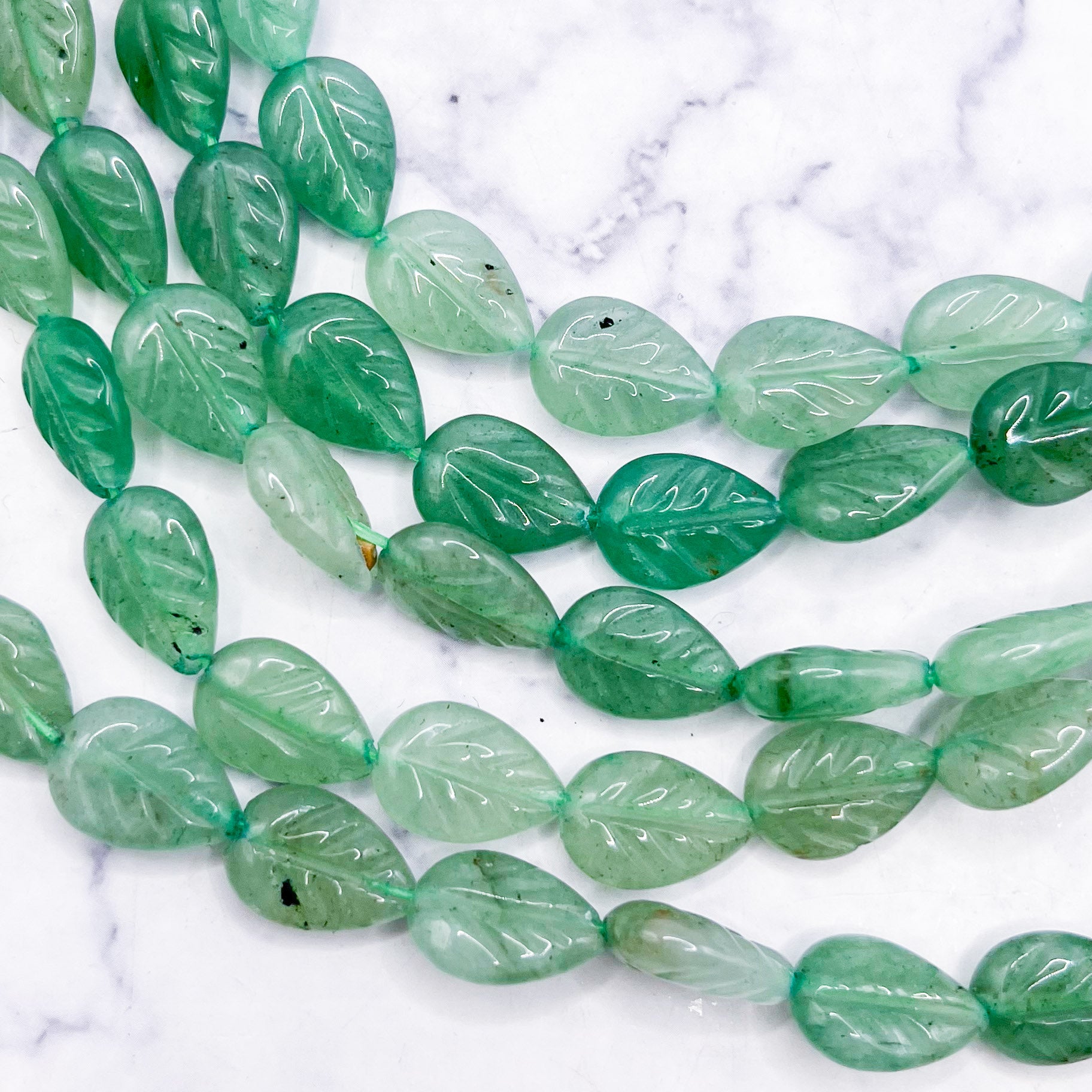 8x12mm Green Aventurine Leaf Bead Half Strand L12