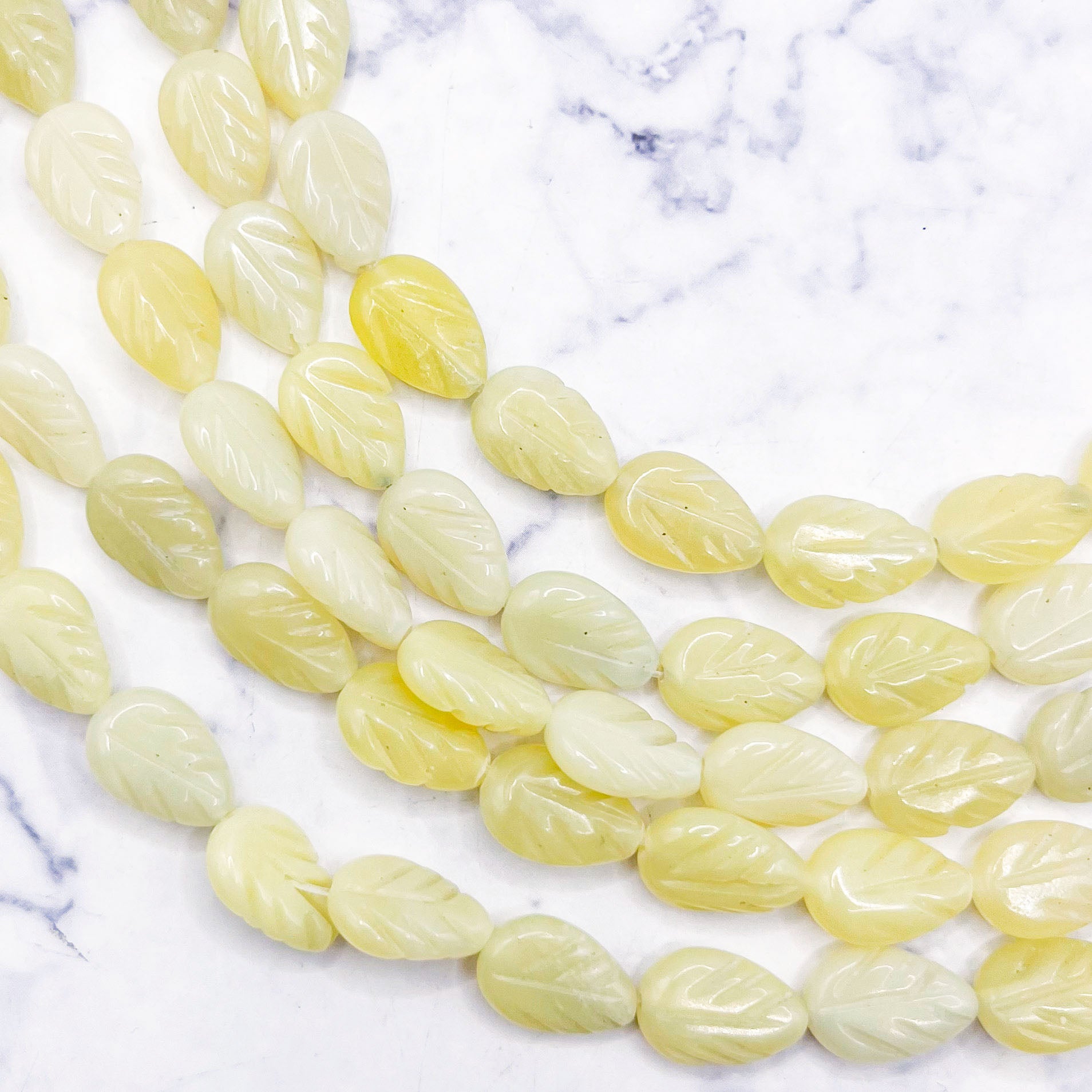 8x12mm Lemon Serpentine Leaf Bead Half Strand C12