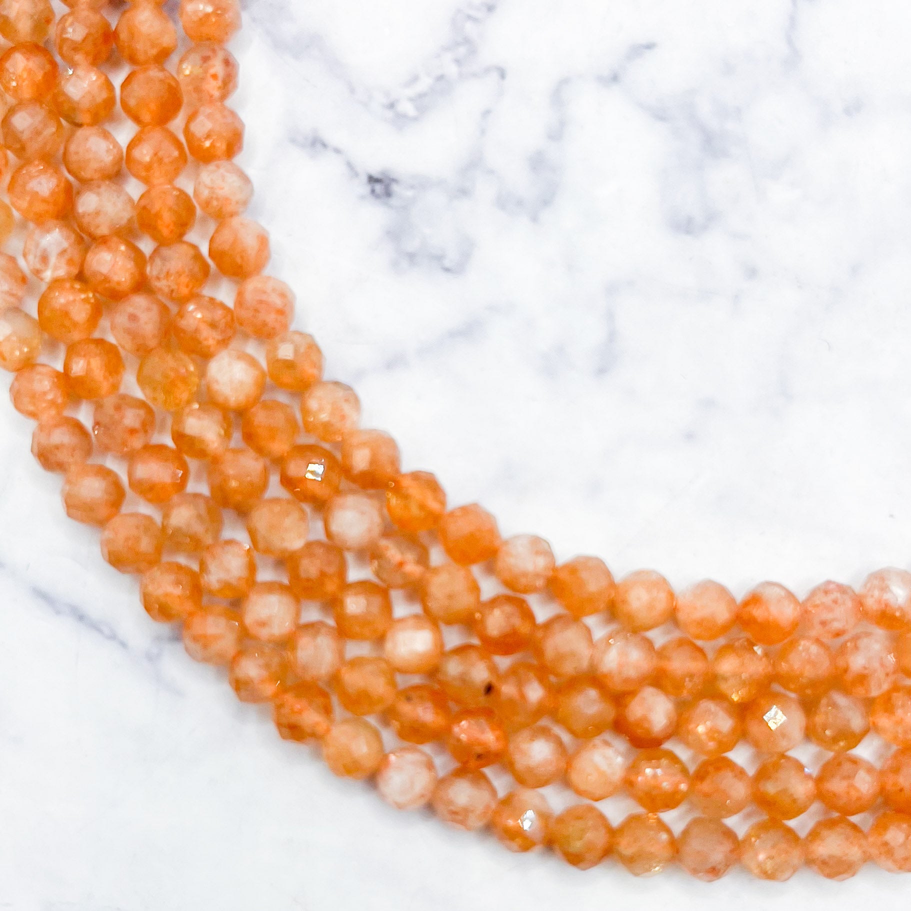 4mm HQ Faceted Golden Sunstone Bead Strand R25