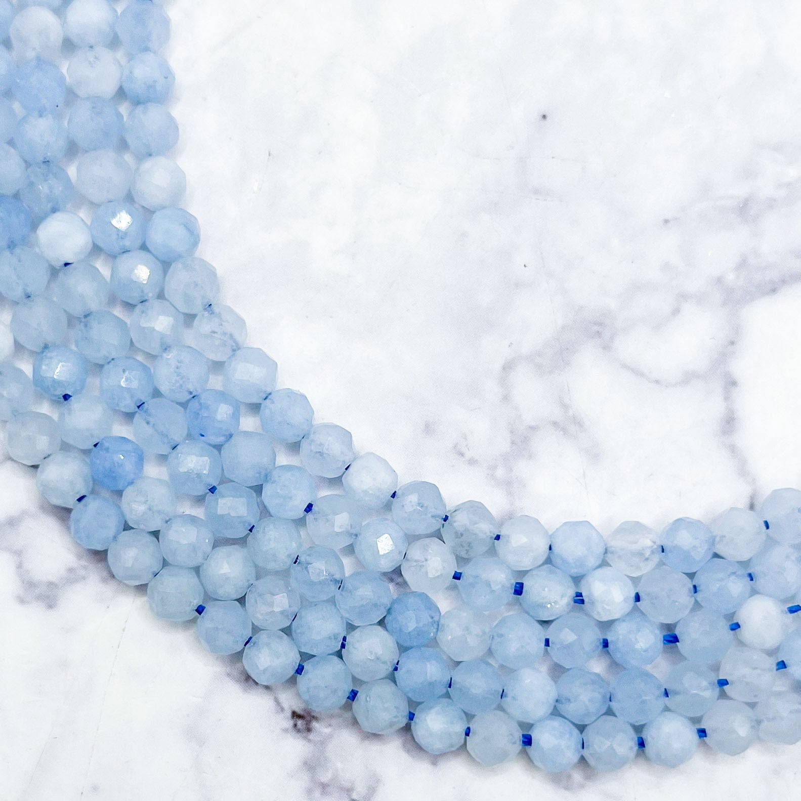 4mm HQ Faceted Aquamarine Bead Strand T15